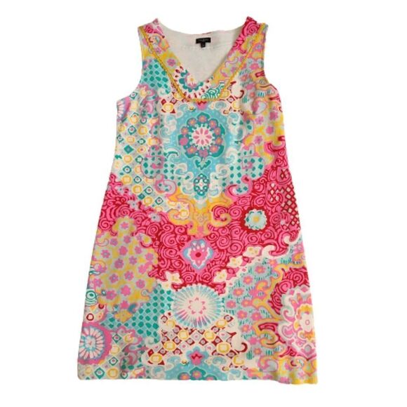 Talbots Women's Medallion Interlock Paisley Shift Dress Size MP - Picture 9 of 13